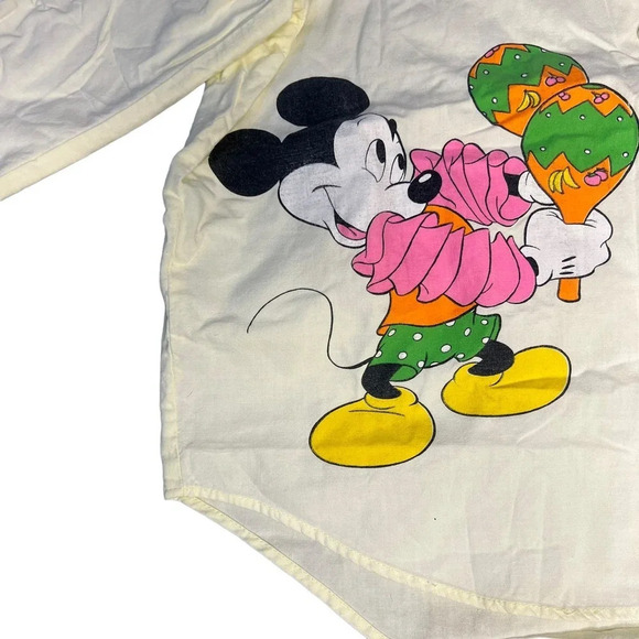 VINTAGE 80s SUPER RARE Disney Cinco De Mayo Fiesta White Button Down Women's Med - Picture 2 of 7